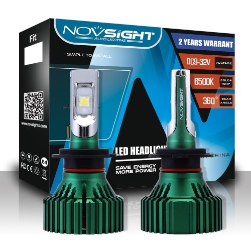 NOVSIGHT 60W 16000LM H7 Voiture LED Phares de Conduite Brouillard Ampoules Double faisceau Jouer et Plug Lampes 6500 K D45