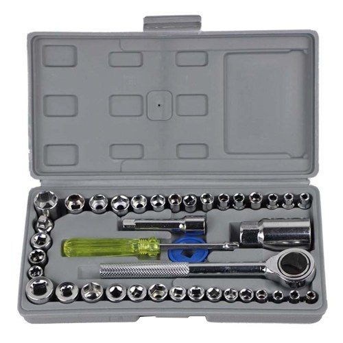 Mécanique automobile Tool Set 40pcs Automobile Moto Tool Box Set Clé à douille Suit Costume Matériel Auto Outils de réparation de voiture Clés à douille pour réparation ou entretien précis