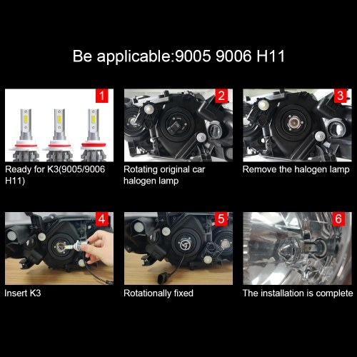 

2Pcs Car LED Headlight Bulbs LED Driving Lamp All-in-one Conversion Kit 9005/HB3/H10 40W 6000LM 9V-36V