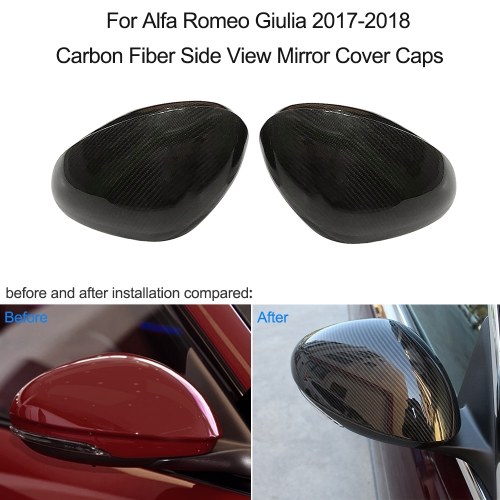 

1 Pair For Alfa Romeo Giulia 2017-2018 Carbon Fiber Side View Mirror Cover Caps