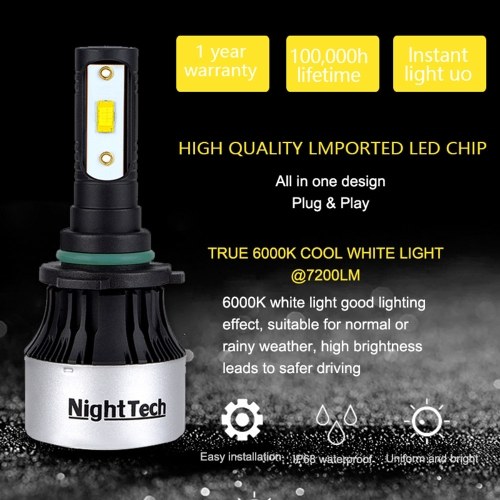 

NightTech 2PCs Car Led Head Light V8 CSP Light H4 Waterproof IP68 Car Led Driving Lamp With High Beam Dipped Headlight Switching