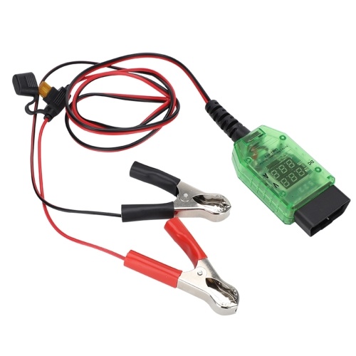 Automotive Battery Tester Dual Digital Voltage Current OBD Connector LED Indicator High Insulation ECU Data Protection Replace Car Battery (12V) 