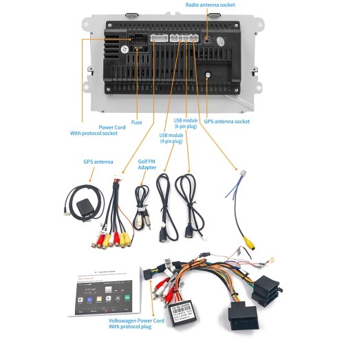 Android 12 Car Stereo Double-Din GPS Navigation FM Radio with 9 Inch IPS Screen 