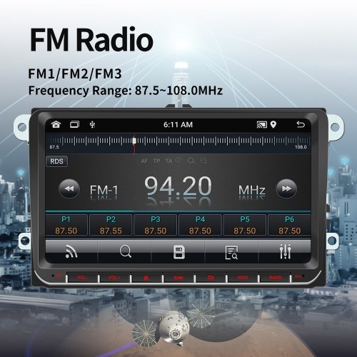 Android 12 Car Stereo Double-Din GPS Navigation FM Radio with 9 Inch IPS Screen 
