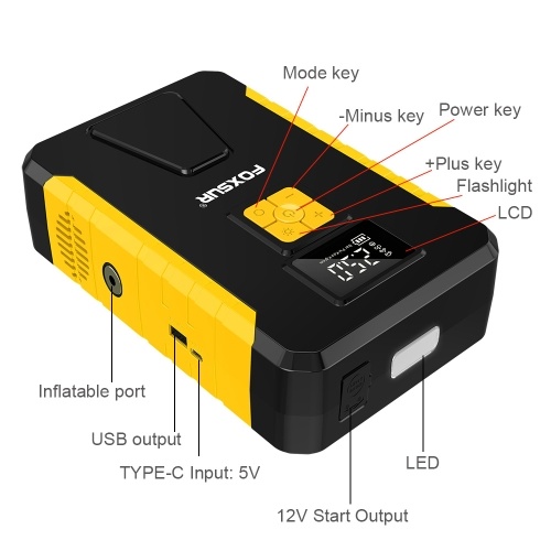 FOXSUR Tire Inflator Portable Air Compressor Cordless Electric Air Pump 