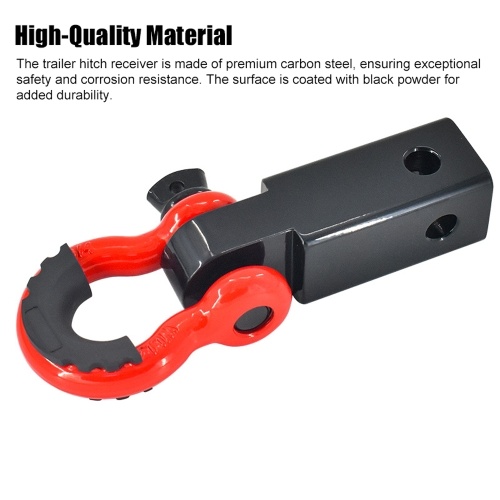 2 Inch Hitch Receiver with 3/4 Inch Shackle 11000LBS Working Load Limit Heavy Duty Solid Recovery Towing Kit with Hitch Pin Trailer Arm Shackle for Vehicle Recovery 