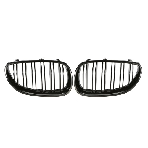 Paire de grilles avant de voiture noir brillant avec double ligne pour BMW E60 4 portes 2003-2009