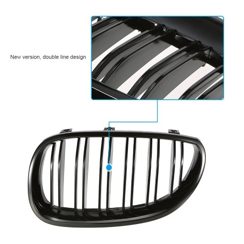 

Pair of Gloss Black Car Front Grilles with Double Line for BMW E60 4-Door 2003-2009