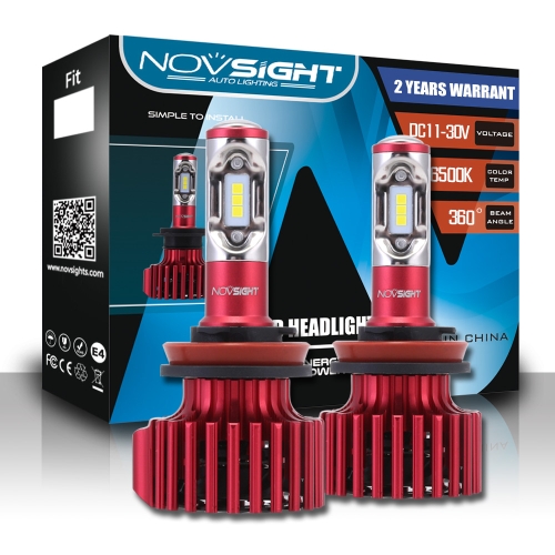 

NOVSIGHT Led H11 Car Led Headlights Hi/lo Beam H11 60W 10000LM Fog Light Lamps Bulbs