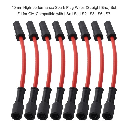10mm High-performance Spark Plug Wires(Straight End) Set Fit for Chevrolet GM, Compatible with LSx LS1 LS2 LS3 LS6 LS7 SI-AT38005