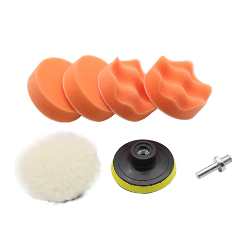 

7Pcs 3 Inch Auto Tool Polishing Buffing Pad Set Beauty Waxing Drill Adapter Wheel Curved Wool Buffer Sponge for Car