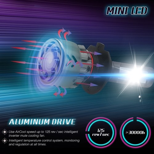 

Mini Car LED Headlight Bulbs Conversion Kit H7 60W 6000K 9600LM All-in-One Car Headlamp White