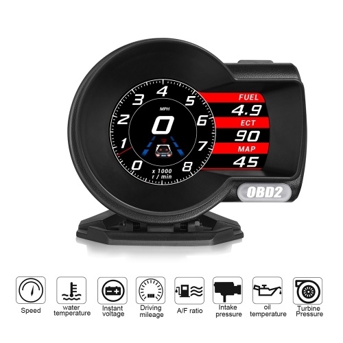 F8 Multifunctional OBD Instrument High Definition LCD Color Screen Car HUD Head-up Display