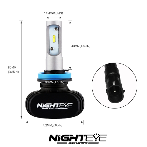

Nighteye H11 8000LM 6500K led headlight driving fog lights replacement bulbs kit
