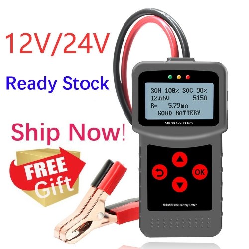 

12V&24V Automotive Car Battery Tester Load Tester Multi-language 30-220Ah with USB for Printing