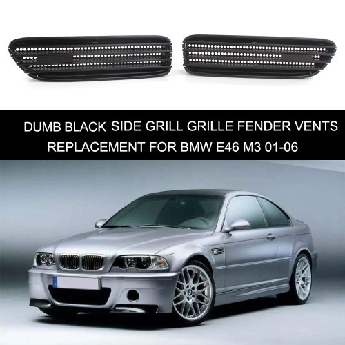 Glossy Black Side Grill Grille Fender Vents Replacement for BMW E46 M3 01-06