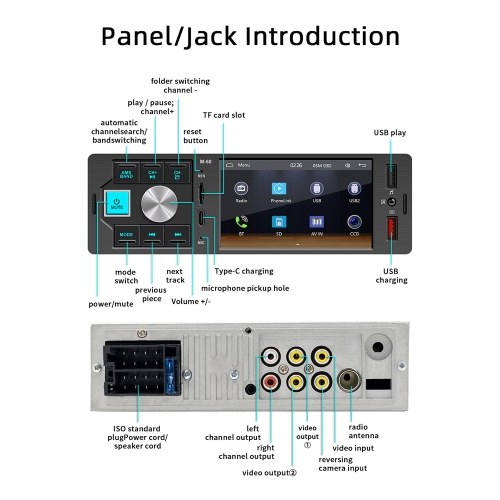 4.1in High Clear Car BT MP5 Player Multi-language Multifunctional Auto Audio and Video Player Car Multi-media Player Car Radio Receiver 