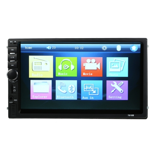 7 polegadas 2 Din Car BT Stereo Radio MP5 Player com câmera de visão traseira