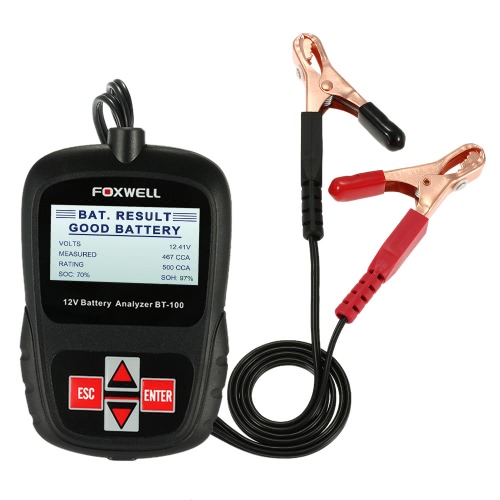 FOXWELL BT100 Auto auto da 12 Volt batteria Analyzer strumento diagnostico Tester con cavo di prova