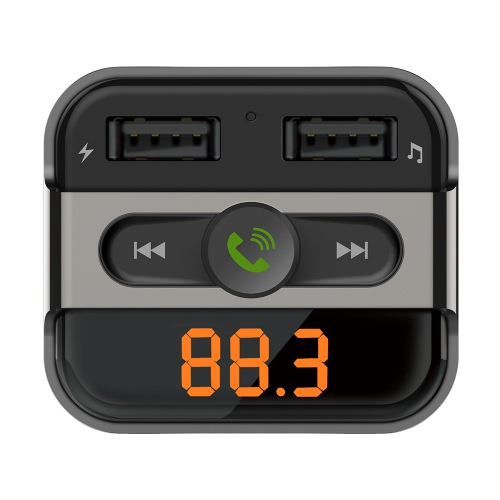 BT Trasmettitore FM vivavoce del telefono Lettore MP3 Calling Kit Car con slot per schede TF doppia porta USB da auto per iPad iOS Android Mobile Phone GPS Navigator