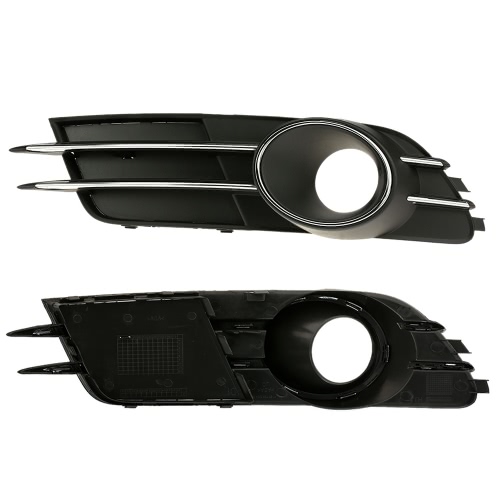 Pair of Car Lower Bumper Grille with Fog Light Decoration for Audi A6 C7 2012-2014