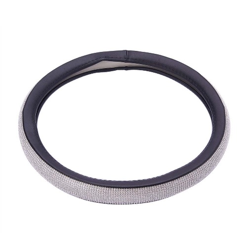Novel Shinning Crystal Car Steering Wheel Cover Soft Leather
