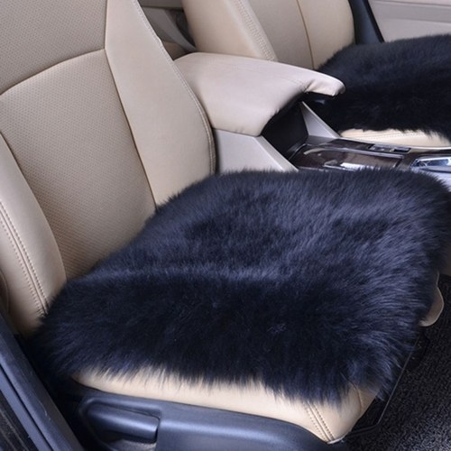 

Car Seat Pad Vehicle Universal Wool Small Square Cushion without Backrest Autumn Winter Keeping Warm Thickening Style Black