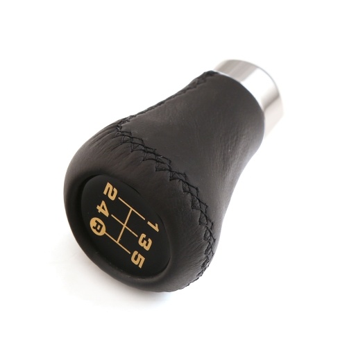 

Car Manual Gear Shift Knob Shifter Leather Black Red Stitch 6 Speed Universal