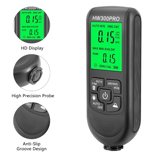 Car Paint Coating Thickness Gauge Metal Coating Thickness Gauge 0-2000UM  Fe and NFe Probe Measuring Gauge 