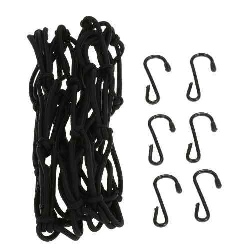 Motorcycle 6 Hooks Hold Down Fuel Tank Net Helmet Luggage Bungee Cargo Mesh for Motorbike Scooter ATV