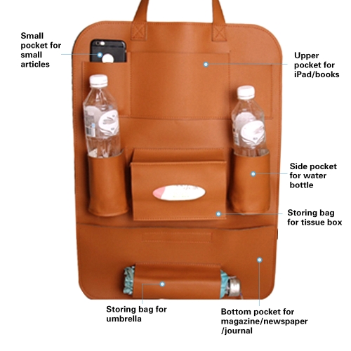 

40 * 56CM Car Seat Organizer Multifunctional Storage Bag Hanger Leather Seat Back Cover Storing Pocket Pouch