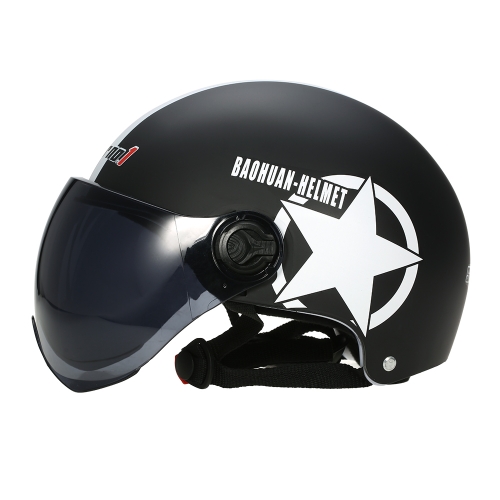 Casco de moto medio rostro abierto Casco de protección de tamaño ajustable Cascos de cabeza Estrella unisex de cinco puntas