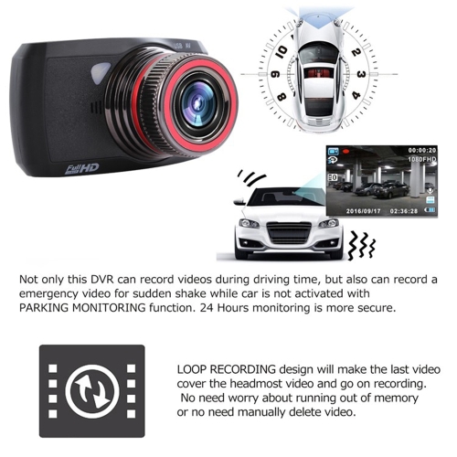 

Car DVR Camera Full HD 1080P 170 Degree Dashcam Cars Night Vision Loop Recording G-Sensor Dash Cam 3.0 Inch Large Screen DVR Recorder