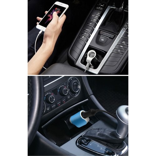 

Quelima 5V 2.1A Dual USB 2.0 Interfaces Car Charger Cigarette Lighter Adapter Blue