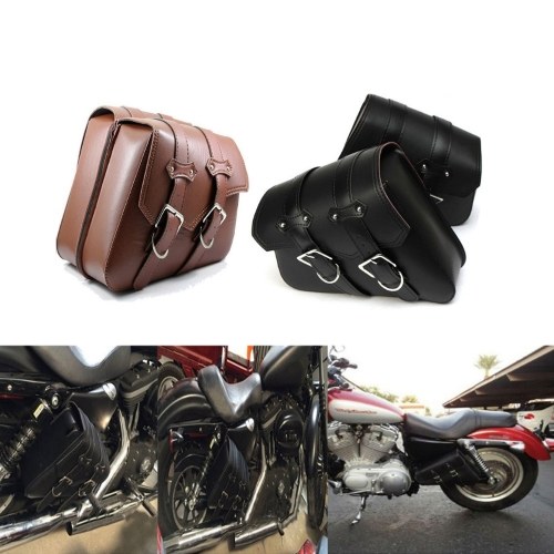 

Motorcycle Luggage Autobike Pouch Bag PU Leather Side Bags Saddlebags for Motorbike