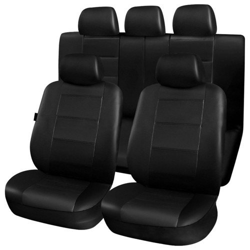 

11Pcs Luxury Car Seat Covers Front +Back Seat Black Scratch proof Four Seasons Bottoms PU Leather Protectors