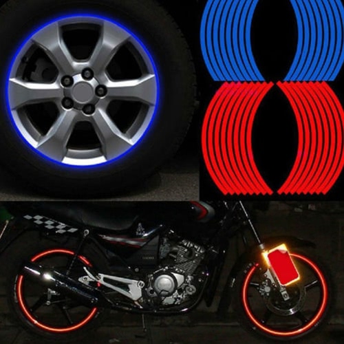 16Pcs Rim Strips auto fredda autoadesivo riflettente del motociclo DIY della rotella dell'automobile DIY Personalized Decoration Modifica Tape Decal