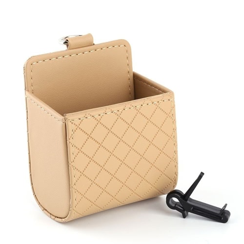 

Car Pocket Seat PU Tidy Storage Coin Bag Case Auto Accessories Multifunction Air Outlet Hanging Checkered Box Styling Holder Hanger Item Phone Placing