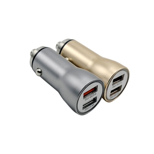 Charge rapide Alliage d'aluminium QC 3.0 Chargeur double voiture USB Chargeur haute vitesse