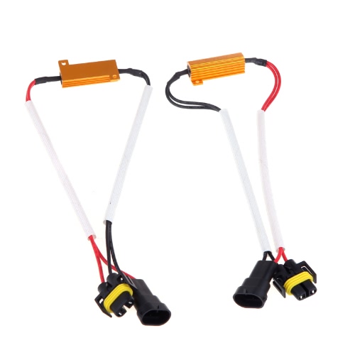 2pcs H8 H9 H11 LED luz nevoeiro Xenon HID DRL lâmpada decodificador resistência carga Resistor Canbus fio chicote adaptador 50w 6 ohms 9-14V