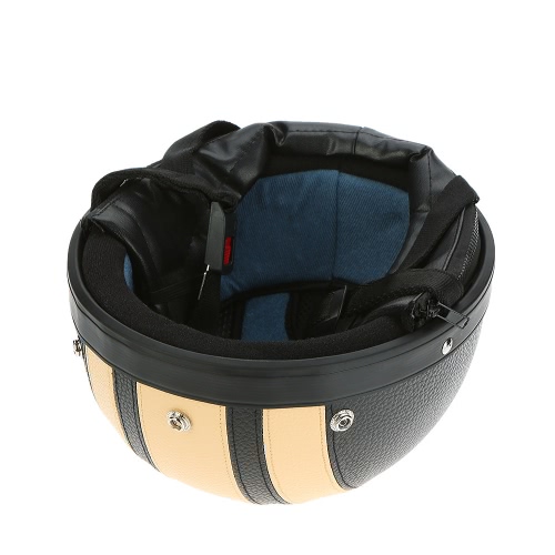 

Motorcycle Scooter Open Face Half Leather Helmet