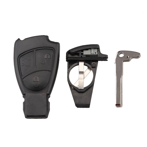 Remote Key Shell Case Fob for Mercedes Benz M S C E CL 3 Button Key Cover with Battery Holder and Key Blade