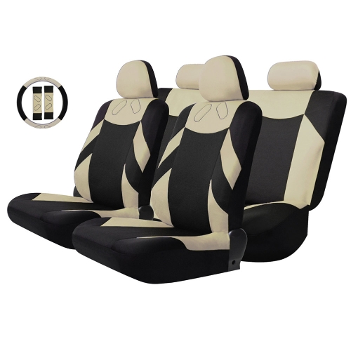 

Tirol Universal 13PCS Car Seat Cover Front Seat Bench Seat Covers Wheel Cover Set Red/Blue/Gray/Beige