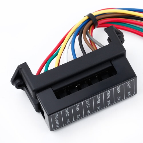 

8 Way DC32V Circuit Car Trailer Auto Blade Fuse Box Block Holder ATC ATO 2-input 8-ouput Wire