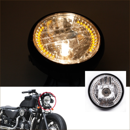 Farol de motocicleta halo de 7 pol. LED pisca-pisca com lâmpada H4