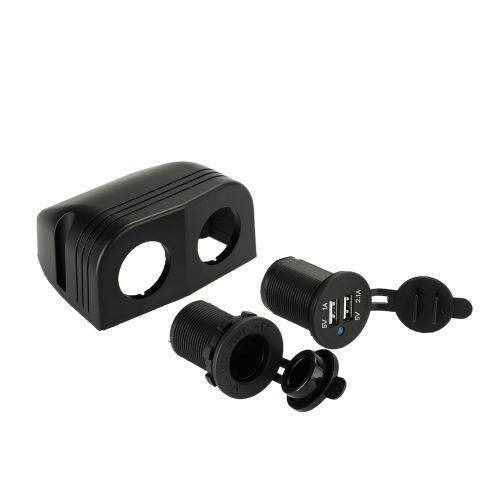 

2 USB Socket + Cigarette Lighter Power Socket + Two Hole Tent Base for Car Truck Motorcycle Boat for ATV