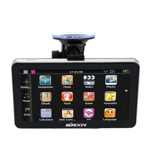 

KKmoon 7" Portable HD Screen GPS Navigator 128MB RAM 4GB ROM MP3 FM Video Play Car Entertainment System with Back Support +Free Ma