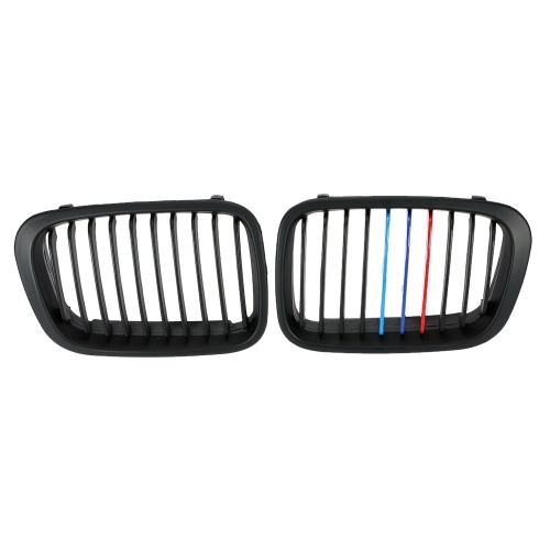 Une seconde main Matt Black Rein Rein Grille M Style Grill avec Red Blue & Dark Blue Couleur Décoration pour BMW E46 4 porte 98-01