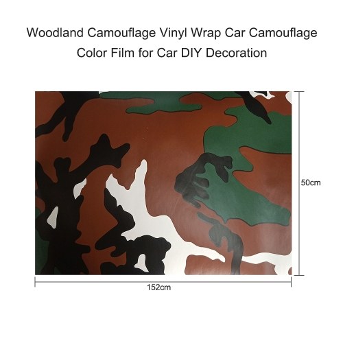 Woodland Camouflage Vinyl Wrap Car Camouflage Color Film Cambia colore Sticker Decal Film Air Release for Car Decorazione fai da te (50 * 152cm)