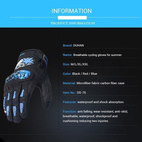 

Motorcycle Gloves Full Finger Touchscreen Mittens Shock-Absorbing Breathable Motorbike Gloves for MTB Riding Cycling Skiing Outdoor Sports